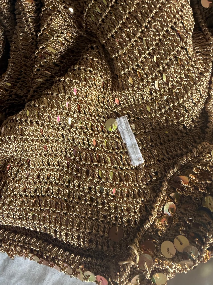 Vintage Y2K gold sequin crochet cami