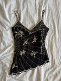 Vintage Y2K black sequin and beaded cami