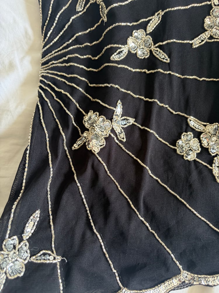 Vintage Y2K black sequin and beaded cami