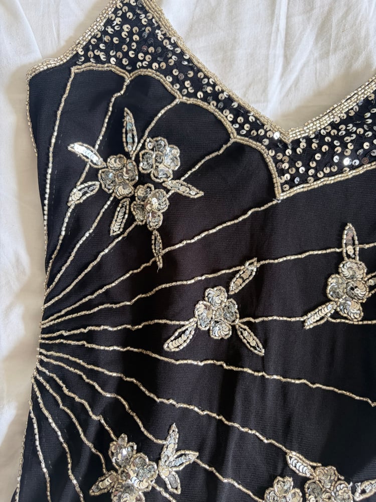 Vintage Y2K black sequin and beaded cami