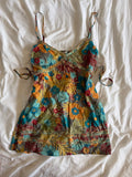 Vintage Y2K floral sequin babydoll style tie back cami