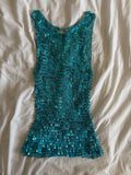 Vintage Y2K boatneck blue crochet sequin cami