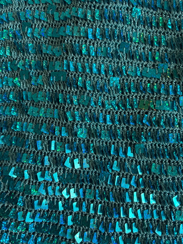 Vintage Y2K boatneck blue crochet sequin cami