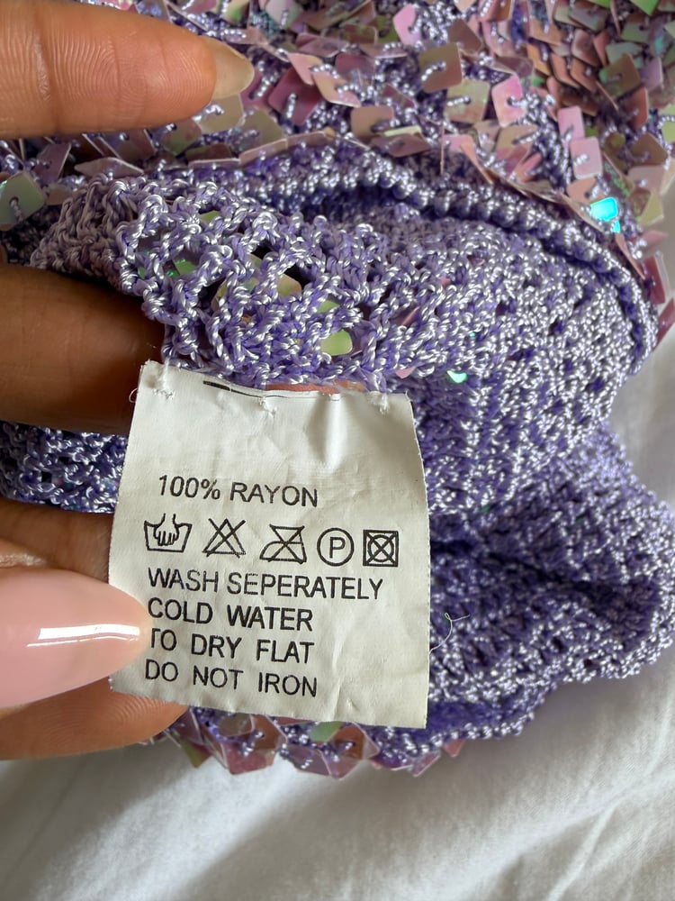 Vintage Y2K 90s Lipsy purple sequin crochet cami