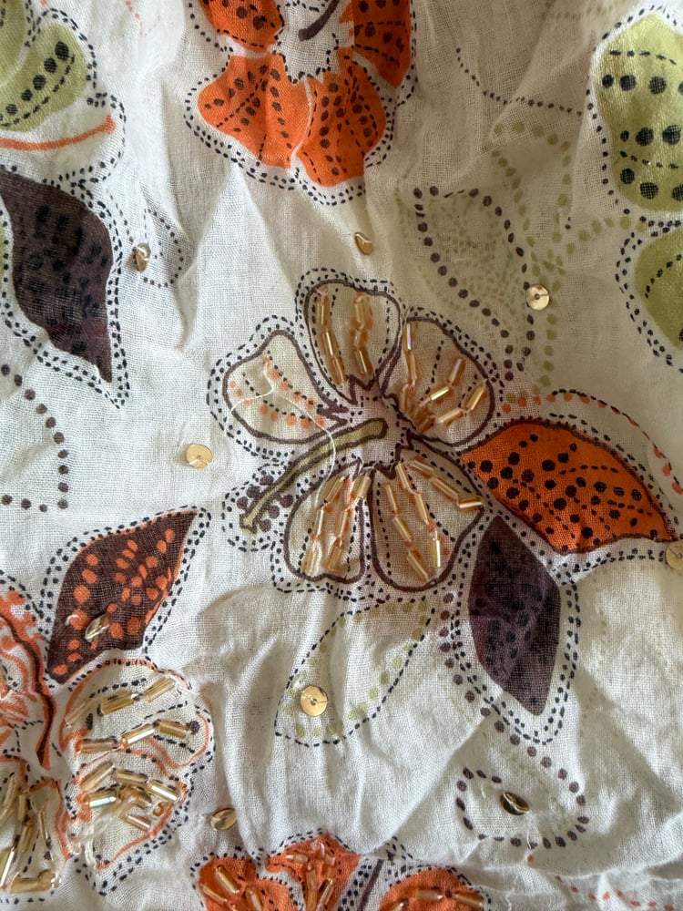 Vintage Y2K floral sequin bandeau halterneck cami with ruched bust
