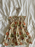 Vintage Y2K floral sequin bandeau halterneck cami with ruched bust