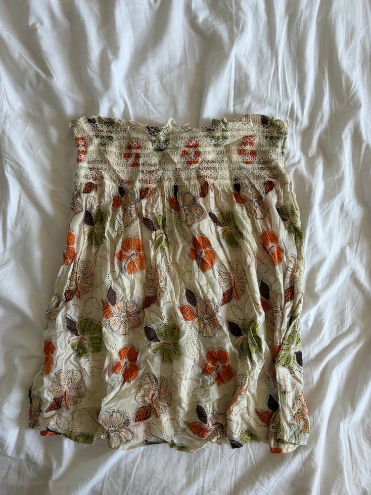 Vintage Y2K floral sequin bandeau halterneck cami with ruched bust