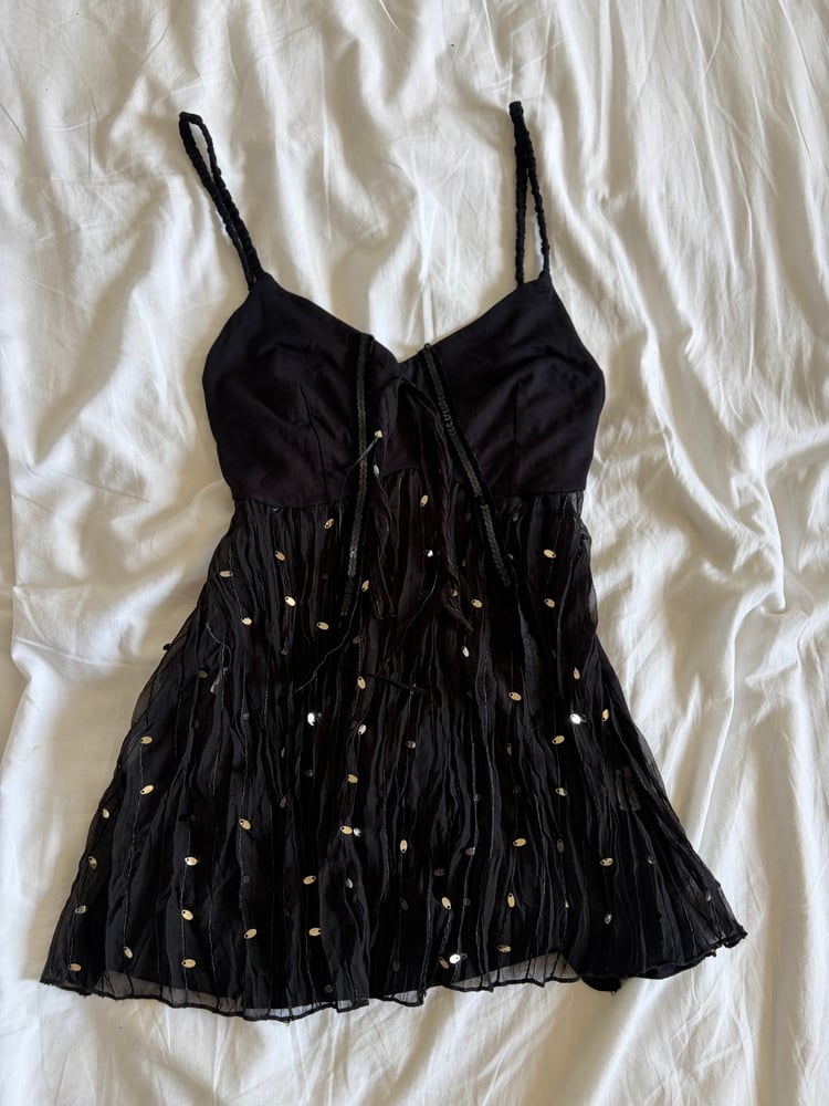 Vintage Y2K black sequin whimsy dark fairy cami