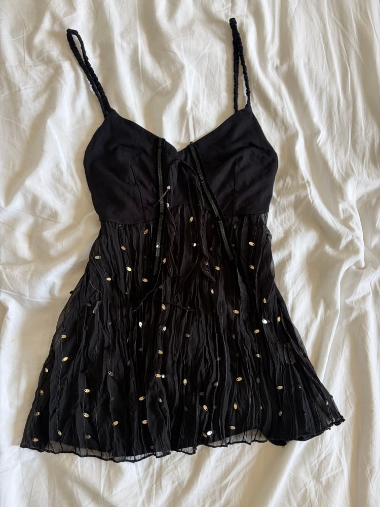Vintage Y2K black sequin whimsy dark fairy cami