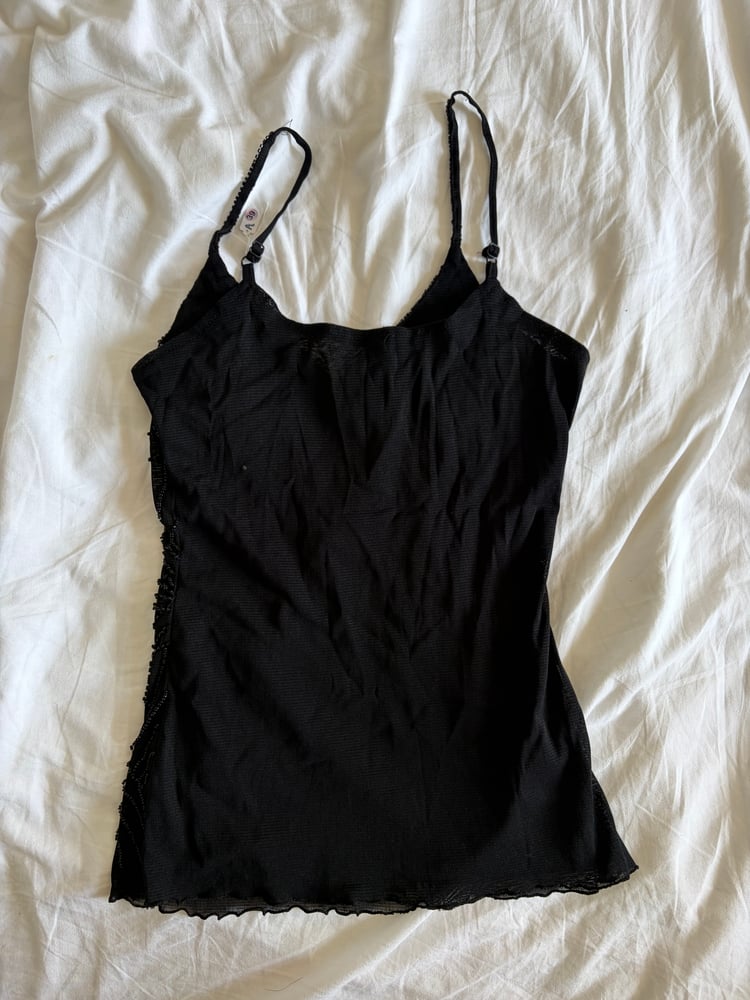 Vintage Y2K black sequin and beaded cami 