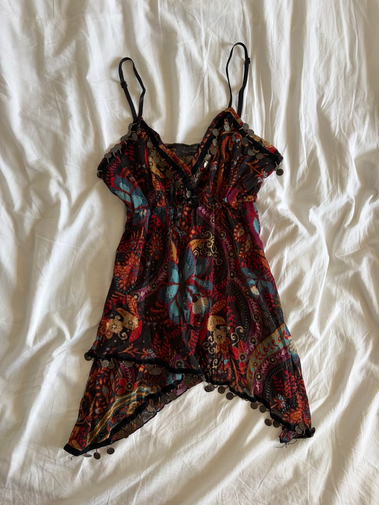 Vintage Y2K Kiabi handkerchief hem embellished fairy cami