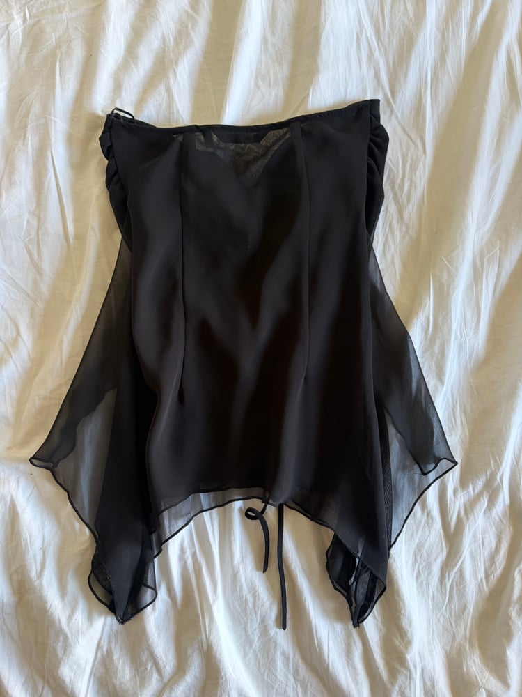Vintage Y2K black gothic whimsy asymmetrical hem diamonte halterneck cami