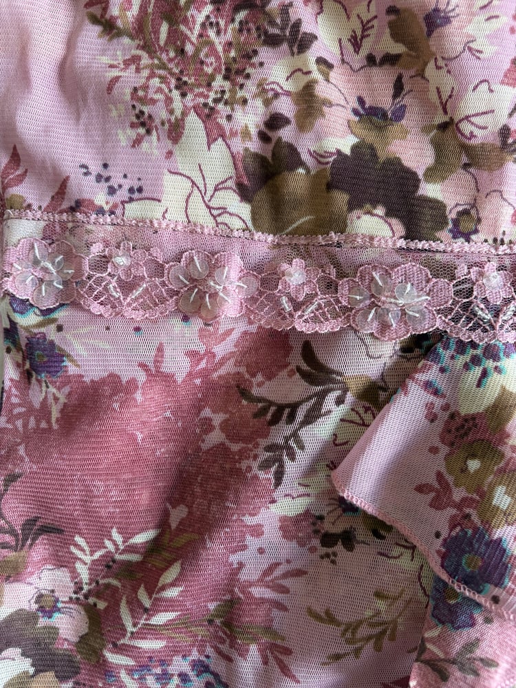 Vintage Y2K pink sequin asymmetrical hem ruffle cami