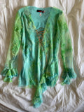 Vintage Y2K rare mermaid asymmetrical hem long sleeve fairy top with lace up bust detail