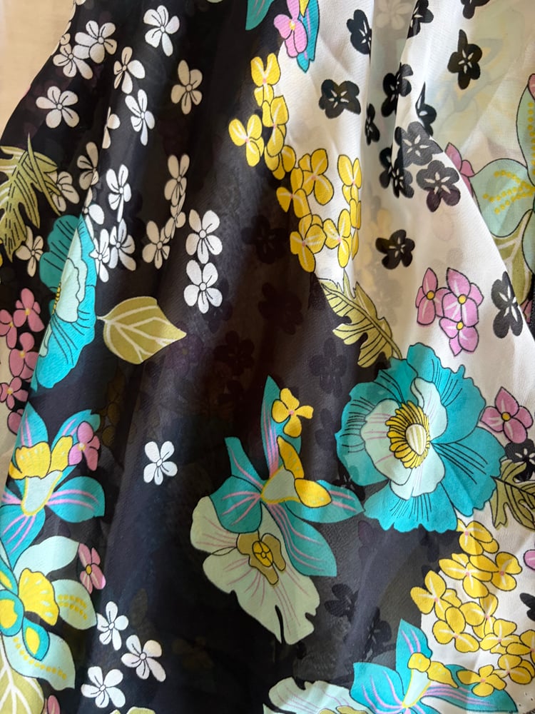 Vintage Y2K black floral handkerchief fairy hem cami with sequins