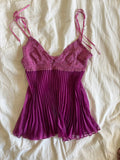 Vintage Y2K purple fairy cami with lace bust and tie strap detail