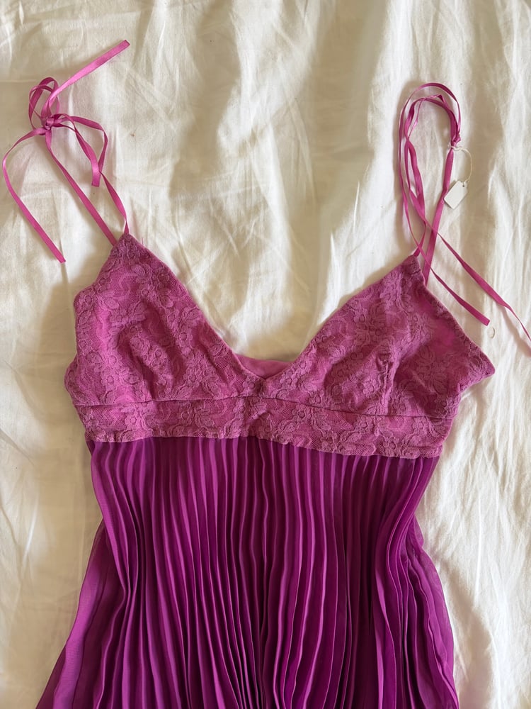 Vintage Y2K purple fairy cami with lace bust and tie strap detail