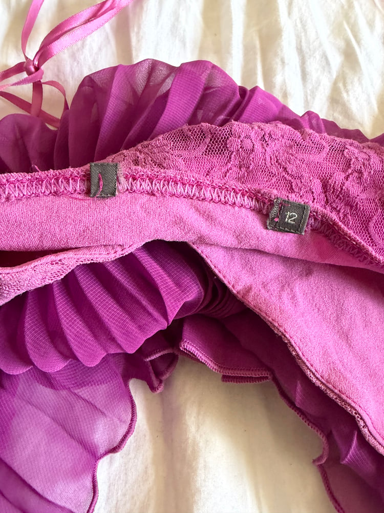 Vintage Y2K purple fairy cami with lace bust and tie strap detail