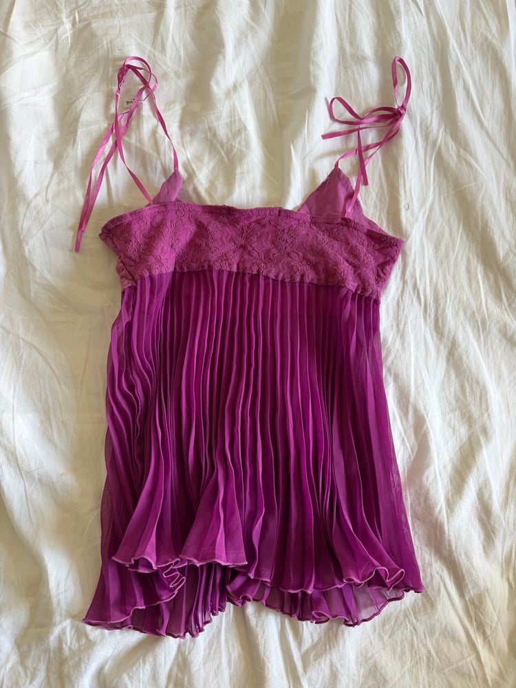 Vintage Y2K purple fairy cami with lace bust and tie strap detail