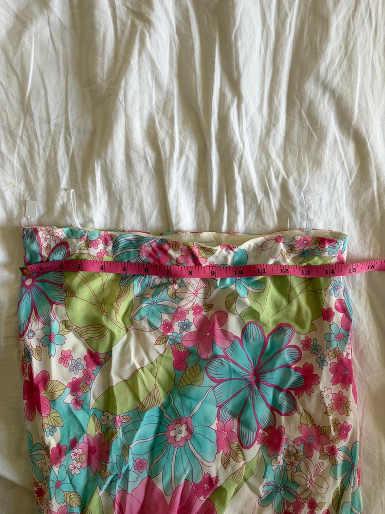 Vintage 1990s floral fairy midi skirt with green pink and blue