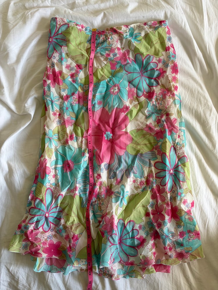 Vintage 1990s floral fairy midi skirt with green pink and blue