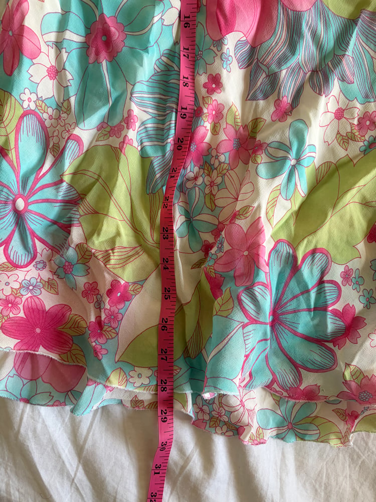 Vintage 1990s floral fairy midi skirt with green pink and blue