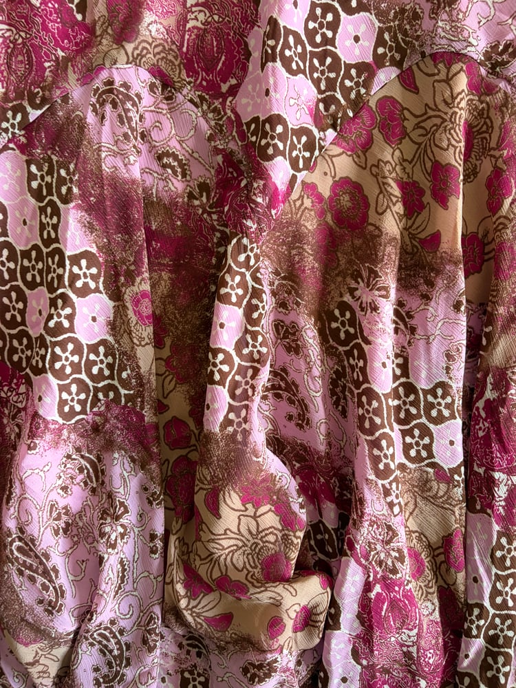 Vintage 1990s floral and paisley brown and pink fairy mermaid hem skirt