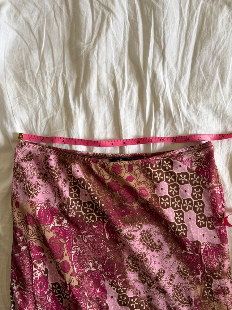 Vintage 1990s floral and paisley brown and pink fairy mermaid hem skirt