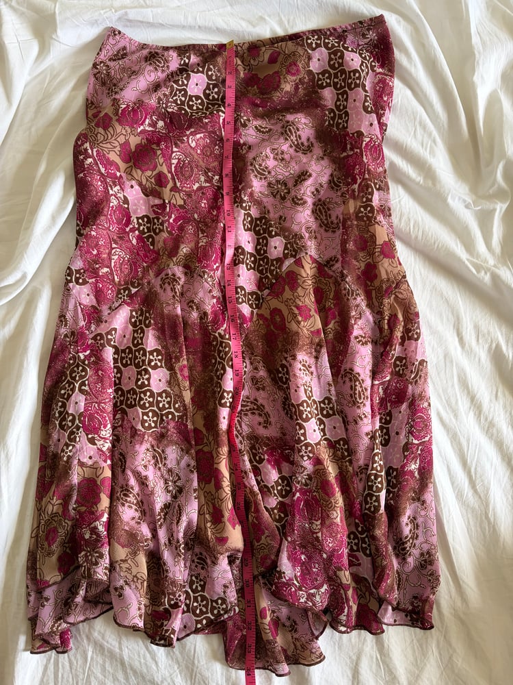 Vintage 1990s floral and paisley brown and pink fairy mermaid hem skirt