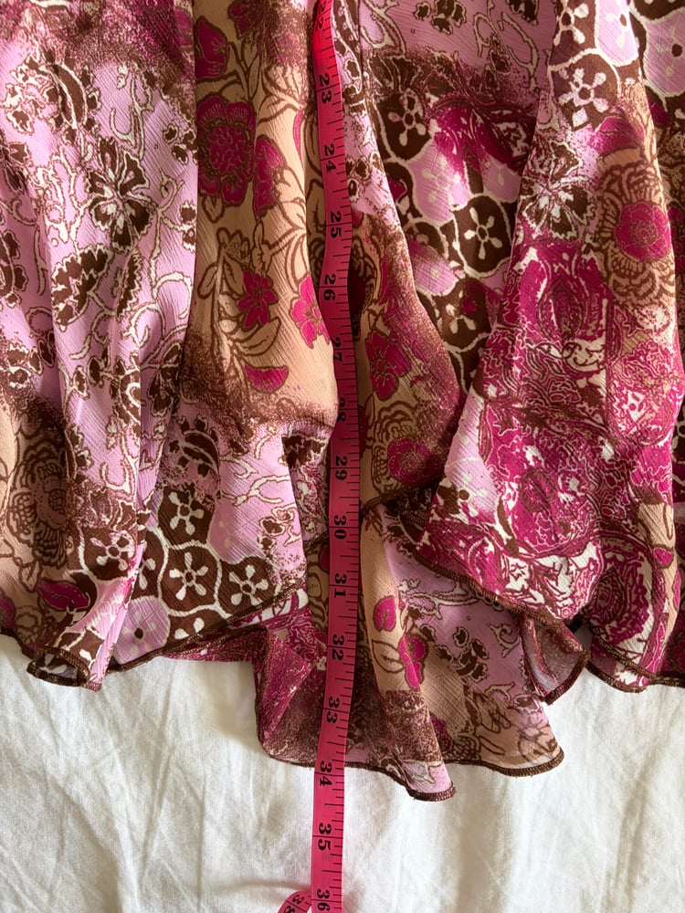 Vintage 1990s floral and paisley brown and pink fairy mermaid hem skirt