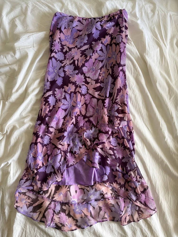 Vintage Y2K purple floral beaded fairy maxi skirt