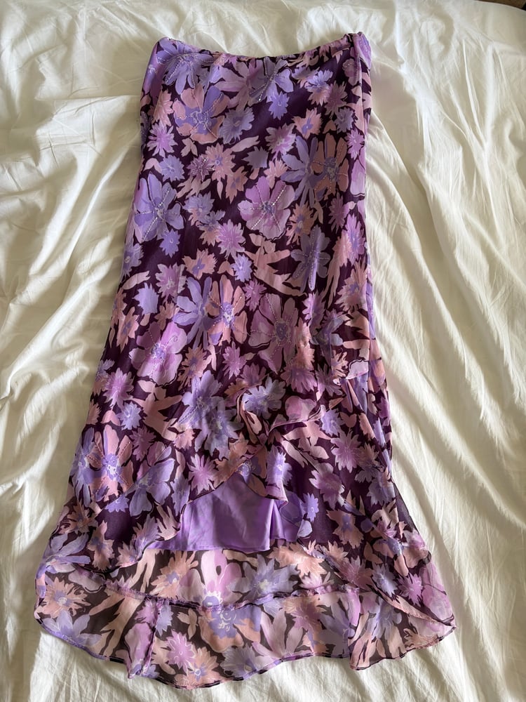 Vintage Y2K purple floral beaded fairy maxi skirt