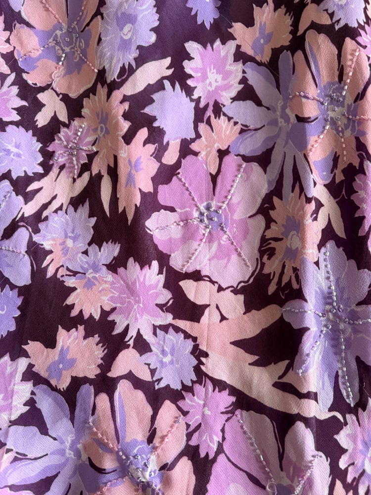 Vintage Y2K purple floral beaded fairy maxi skirt