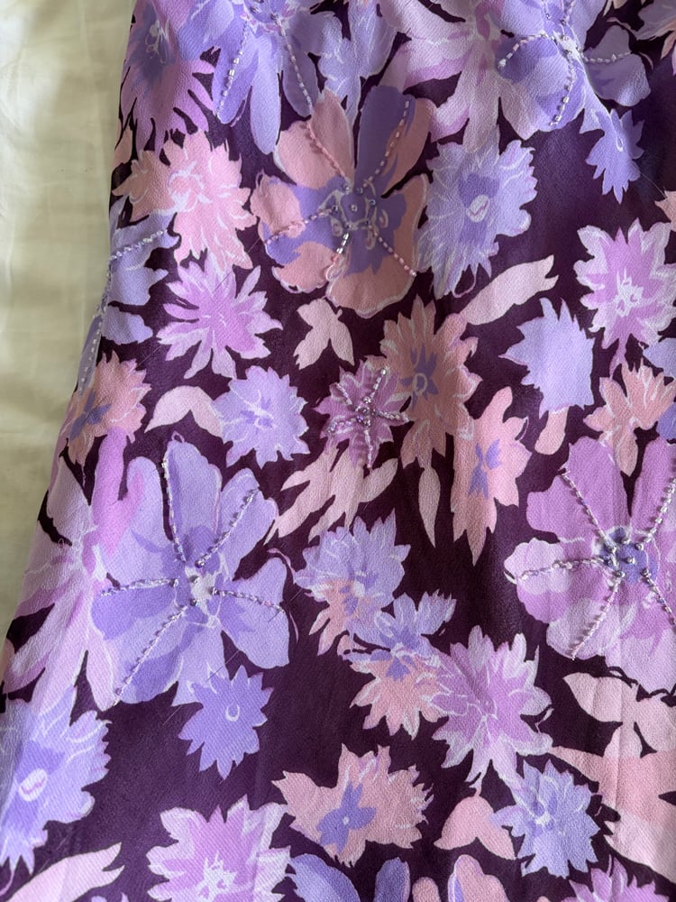 Vintage Y2K purple floral beaded fairy maxi skirt