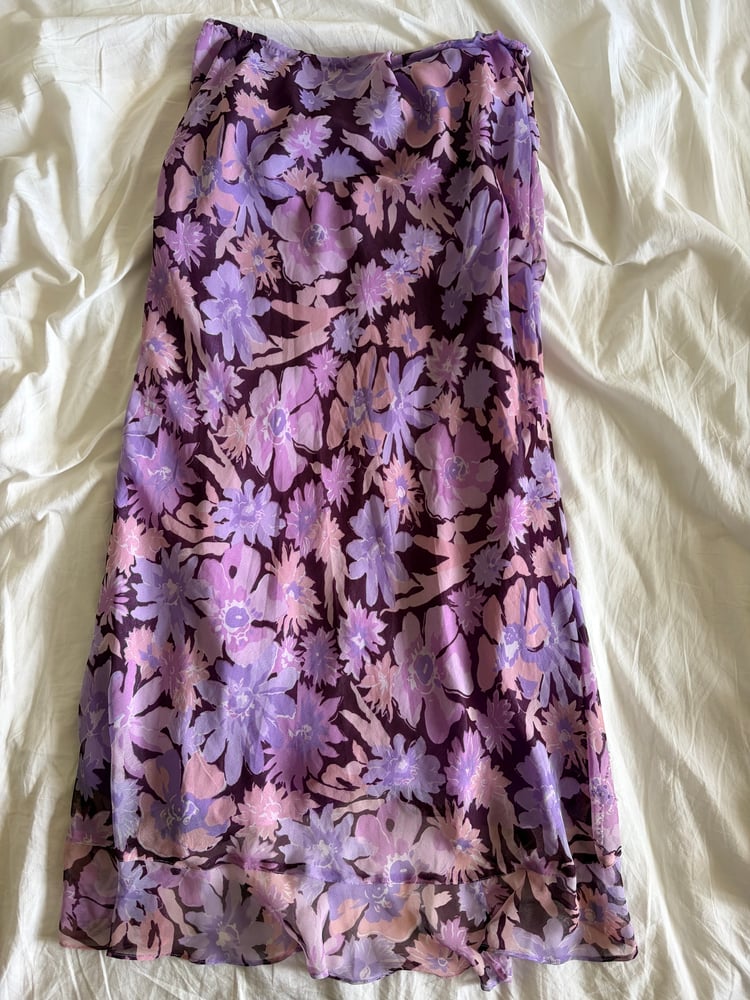 Vintage Y2K purple floral beaded fairy maxi skirt