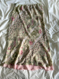 Vintage Y2K green floral and paisley pink double hem fairy midi skirt
