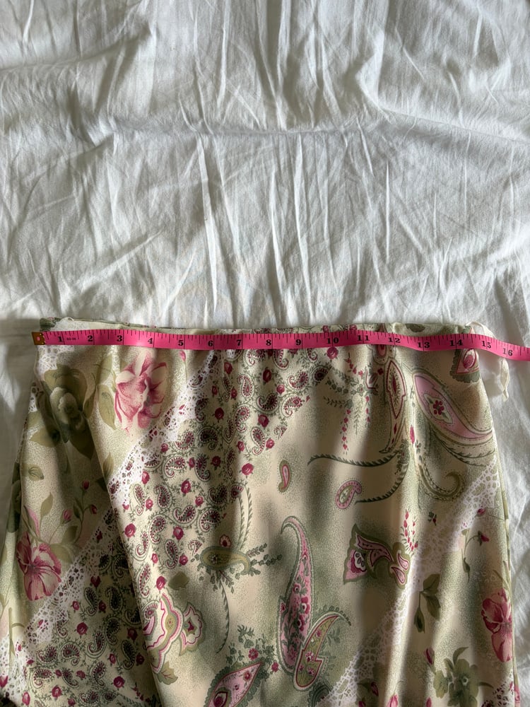 Vintage Y2K green floral and paisley pink double hem fairy midi skirt