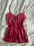 Vintage Y2K hot pink crinkle beaded and sequin cami