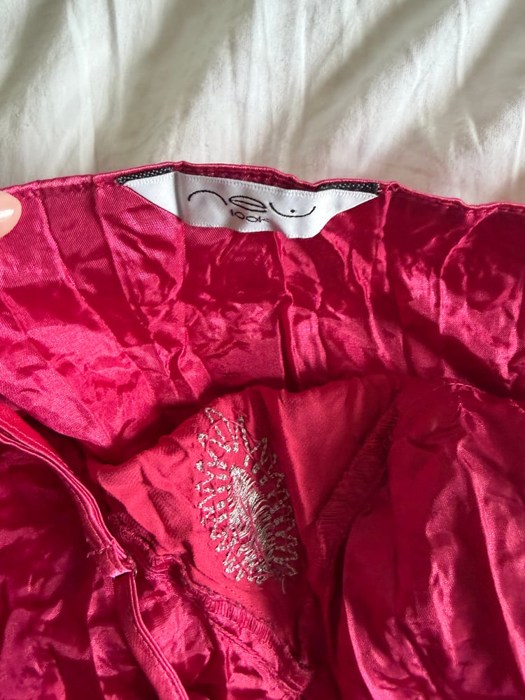 Vintage Y2K hot pink crinkle beaded and sequin cami