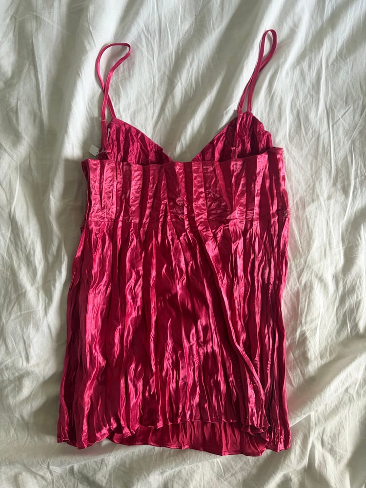 Vintage Y2K hot pink crinkle beaded and sequin cami