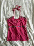 Vintage Y2K pink embellished halter neck cami
