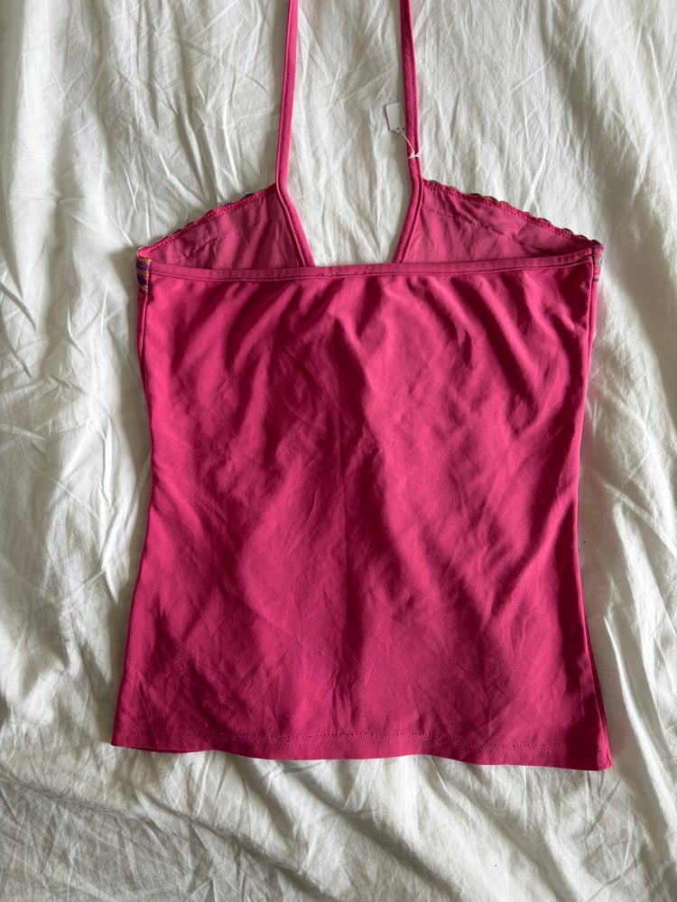Vintage Y2K pink embellished halter neck cami