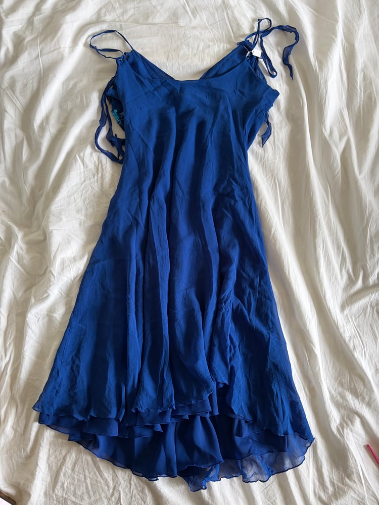 Vintage Y2K silk blue sequin bust fairy dress 