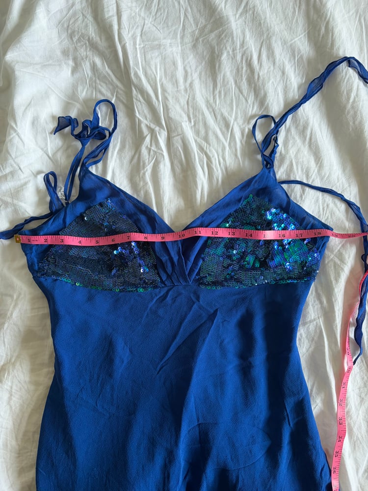 Vintage Y2K silk blue sequin bust fairy dress 