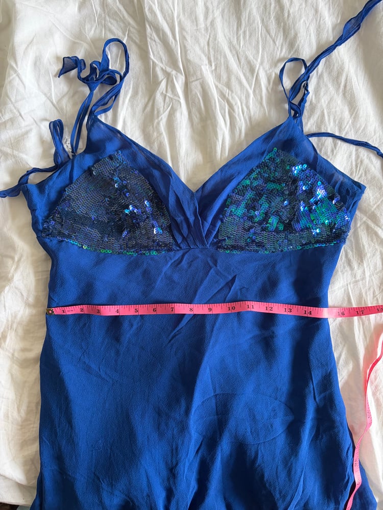 Vintage Y2K silk blue sequin bust fairy dress 