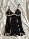 Vintage 1990s black sheer lace slip cami with ribbon detail