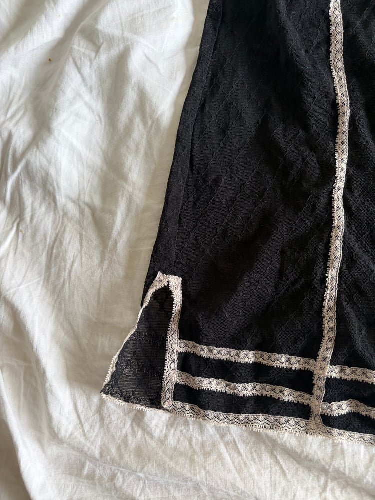 Vintage 1990s black sheer lace slip cami with ribbon detail