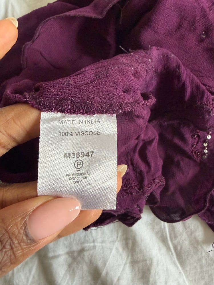 Vintage Y2K purple gothic whimsy sequin handkerchief hem cami