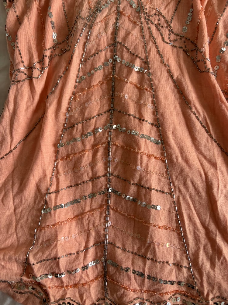 Vintage Y2K deadstock sequin and beaded mango colour cami