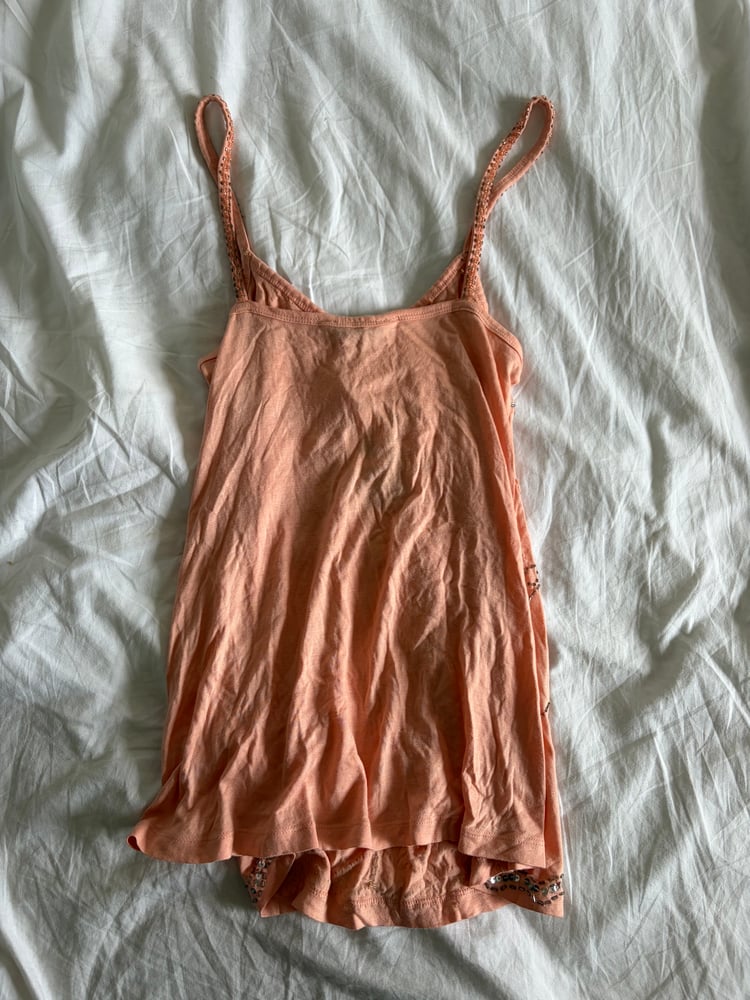 Vintage Y2K deadstock sequin and beaded mango colour cami